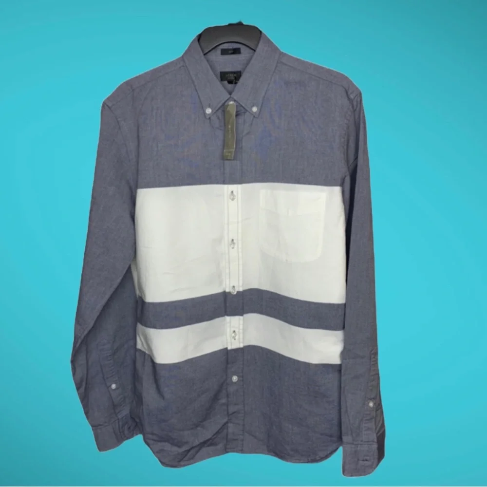 J.Crew Men’s Casual Button-Down Shirt | M | Blue & White | Classic Style